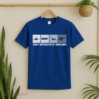 Easily Distracted By Airplanes Aviation Pilot Airplane Cool Gift T-Shirt thumb 2