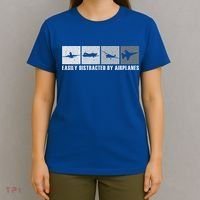 Easily Distracted By Airplanes Aviation Pilot Airplane Cool Gift T-Shirt thumb 4