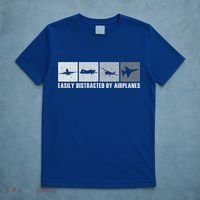 Easily Distracted By Airplanes Aviation Pilot Airplane Cool Gift T-Shirt thumb 5