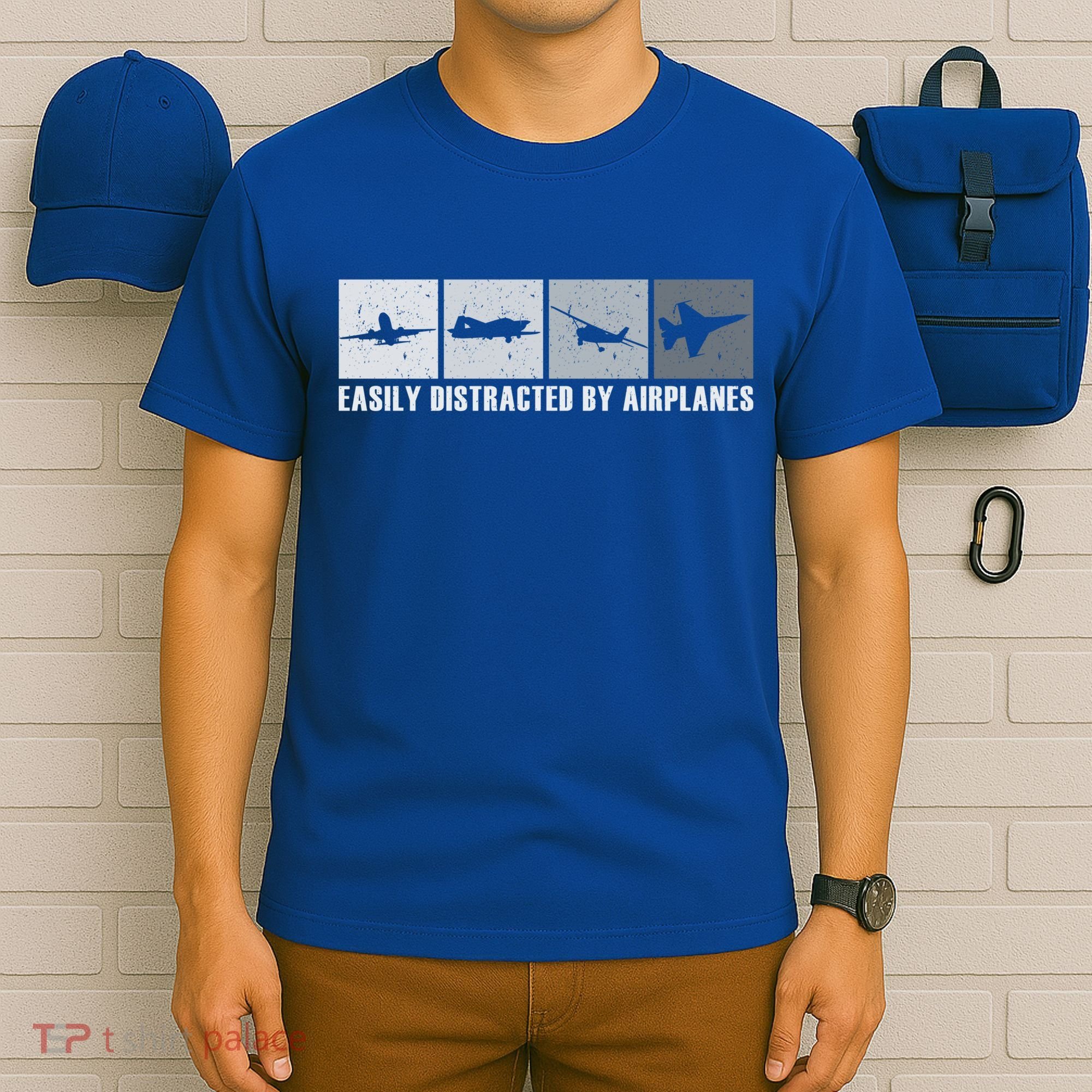 Easily Distracted By Airplanes Aviation Pilot Airplane Cool Gift T-Shirt