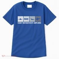 Easily Distracted By Airplanes Aviation Pilot Airplane Cool Gift Tall T-Shirt thumb 0