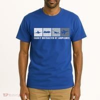 Easily Distracted By Airplanes Aviation Pilot Airplane Cool Gift Tall T-Shirt thumb 2
