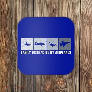Easily Distracted By Airplanes Aviation Pilot Airplane Cool Gift Coaster