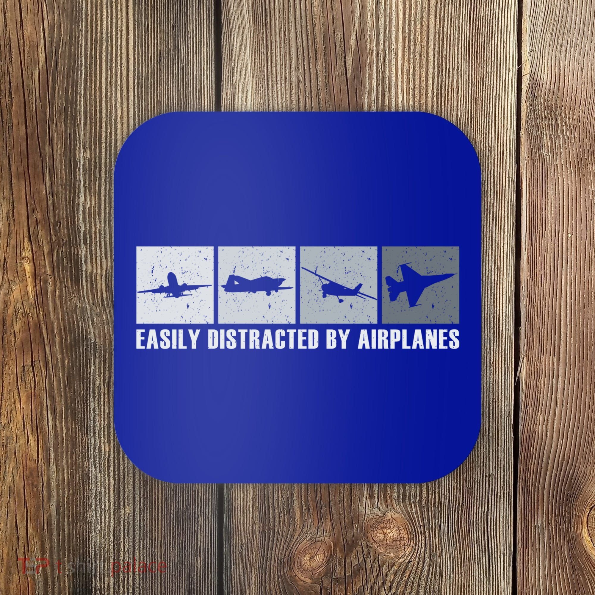 Easily Distracted By Airplanes Aviation Pilot Airplane Cool Gift Coaster
