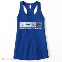 Easily Distracted By Airplanes Aviation Pilot Airplane Cool Gift Women's Tank Top thumb 0