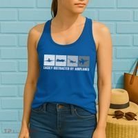 Easily Distracted By Airplanes Aviation Pilot Airplane Cool Gift Women's Tank Top thumb 2