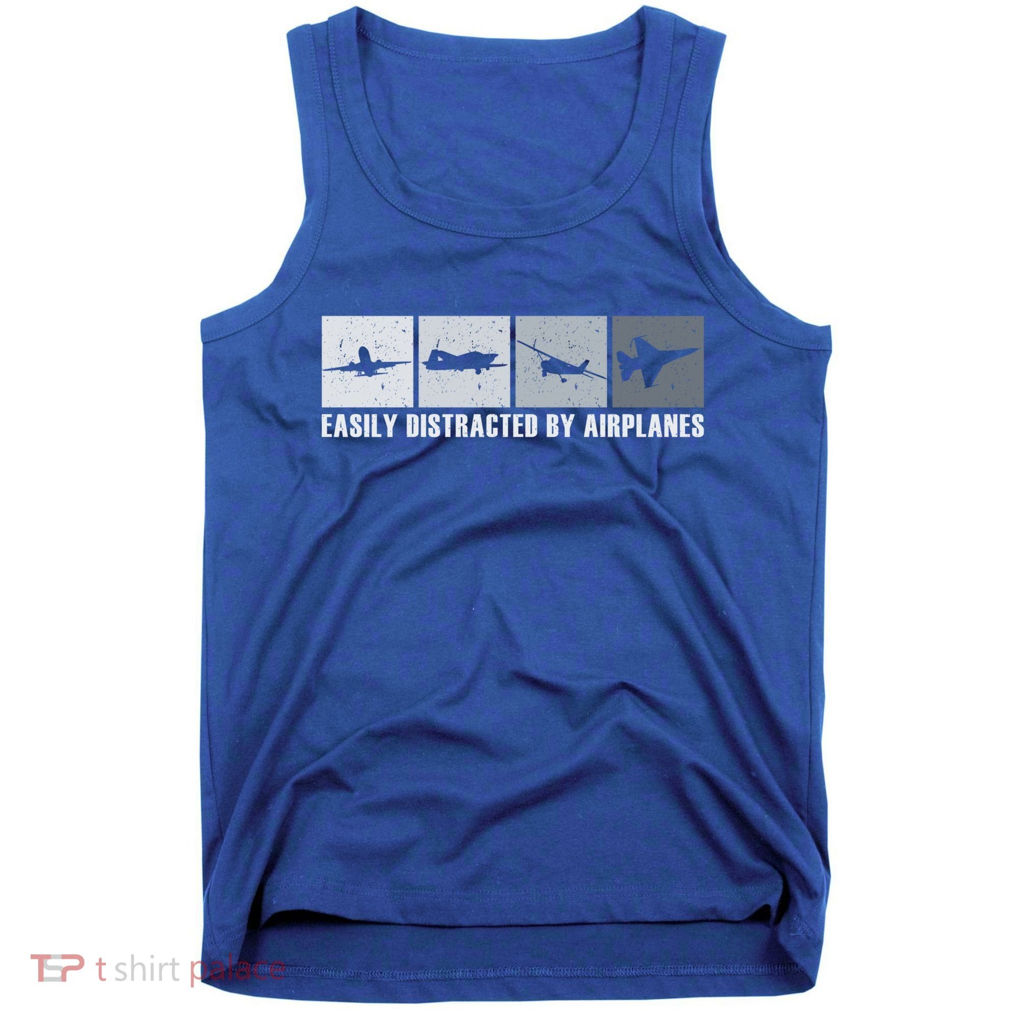 Easily Distracted By Airplanes Aviation Pilot Airplane Cool Gift Tank Top