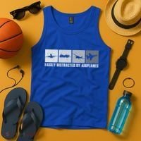Easily Distracted By Airplanes Aviation Pilot Airplane Cool Gift Tank Top thumb 4
