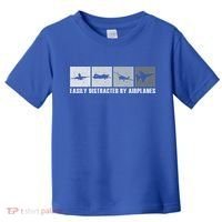 Easily Distracted By Airplanes Aviation Pilot Airplane Cool Gift Toddler T-Shirt thumb 0