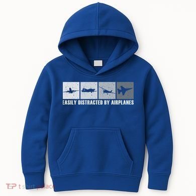 Easily Distracted By Airplanes Aviation Pilot Airplane Cool Gift Kids Hoodie