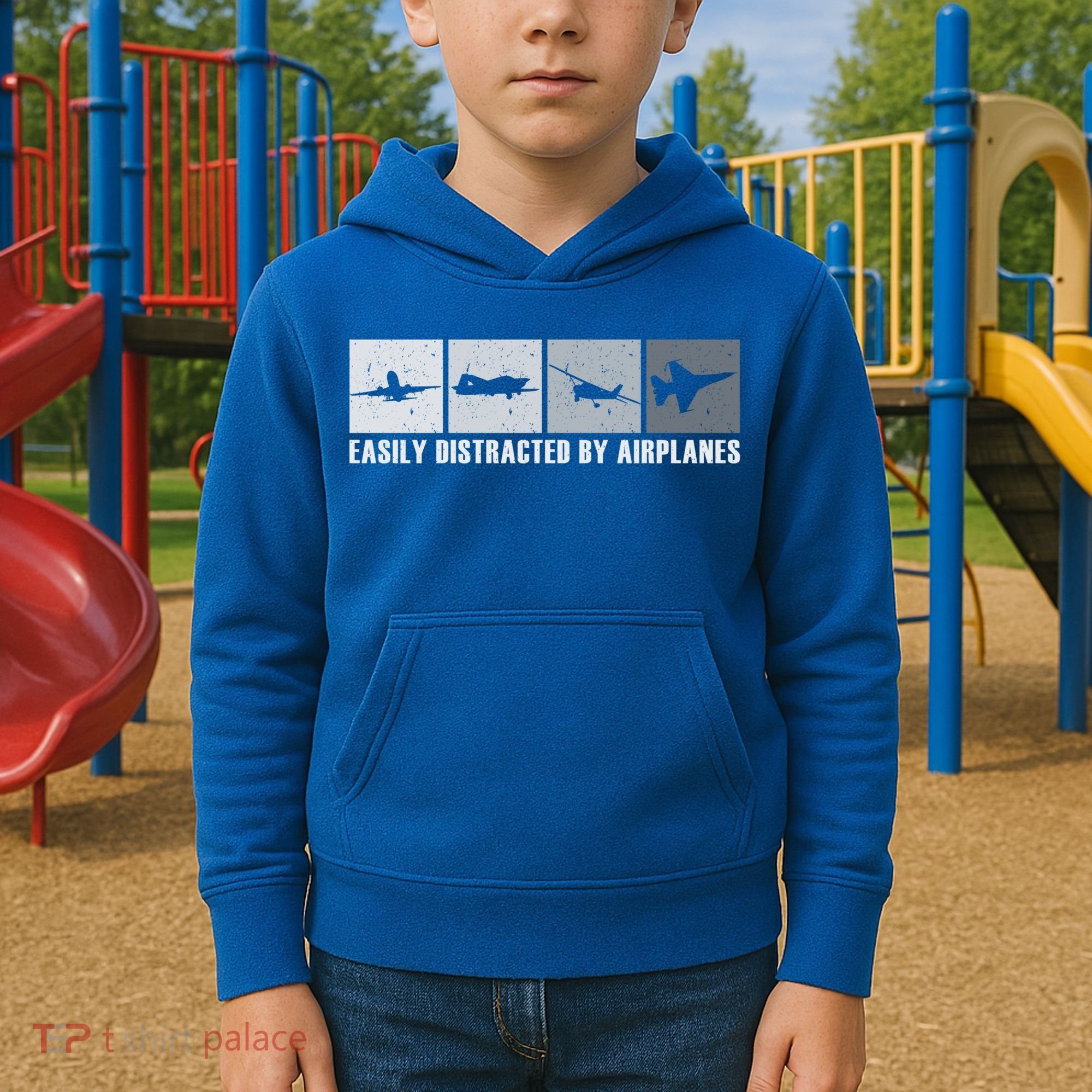 Easily Distracted By Airplanes Aviation Pilot Airplane Cool Gift Kids Hoodie