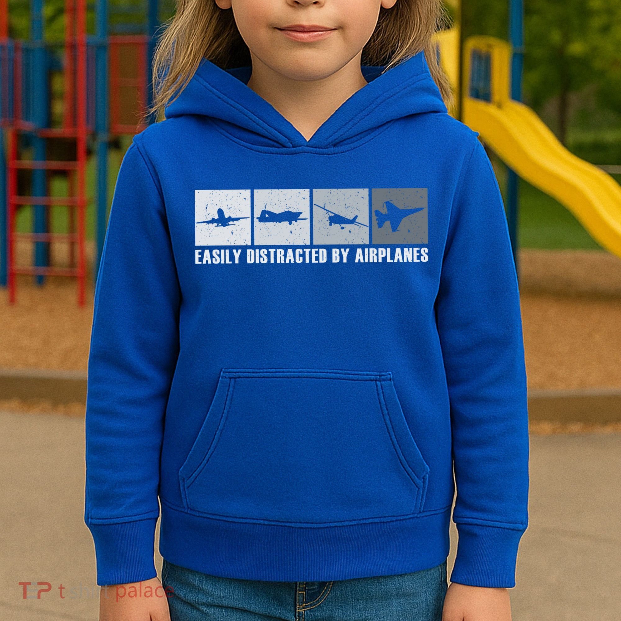 Easily Distracted By Airplanes Aviation Pilot Airplane Cool Gift Kids Hoodie