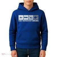 Easily Distracted By Airplanes Aviation Pilot Airplane Cool Gift Kids Hoodie thumb 4