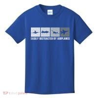 Easily Distracted By Airplanes Aviation Pilot Airplane Cool Gift Kids T-Shirt thumb 0
