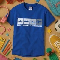 Easily Distracted By Airplanes Aviation Pilot Airplane Cool Gift Kids T-Shirt thumb 3