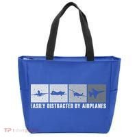 Easily Distracted By Airplanes Aviation Pilot Airplane Cool Gift Tote Bag thumb 0