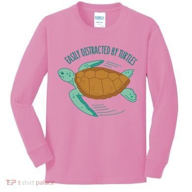 Easily Distracted By Turtles Kids Long Sleeve Shirt