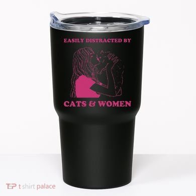 Easily Distracted By Cats And Women Funny For Lesbian Pride Tumbler