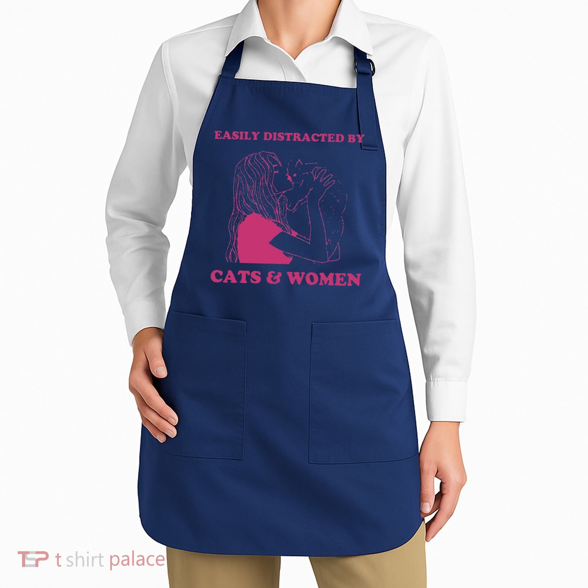 Easily Distracted By Cats And Women Funny For Lesbian Pride Apron