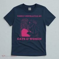 Easily Distracted By Cats And Women Funny For Lesbian Pride T-Shirt thumb 5
