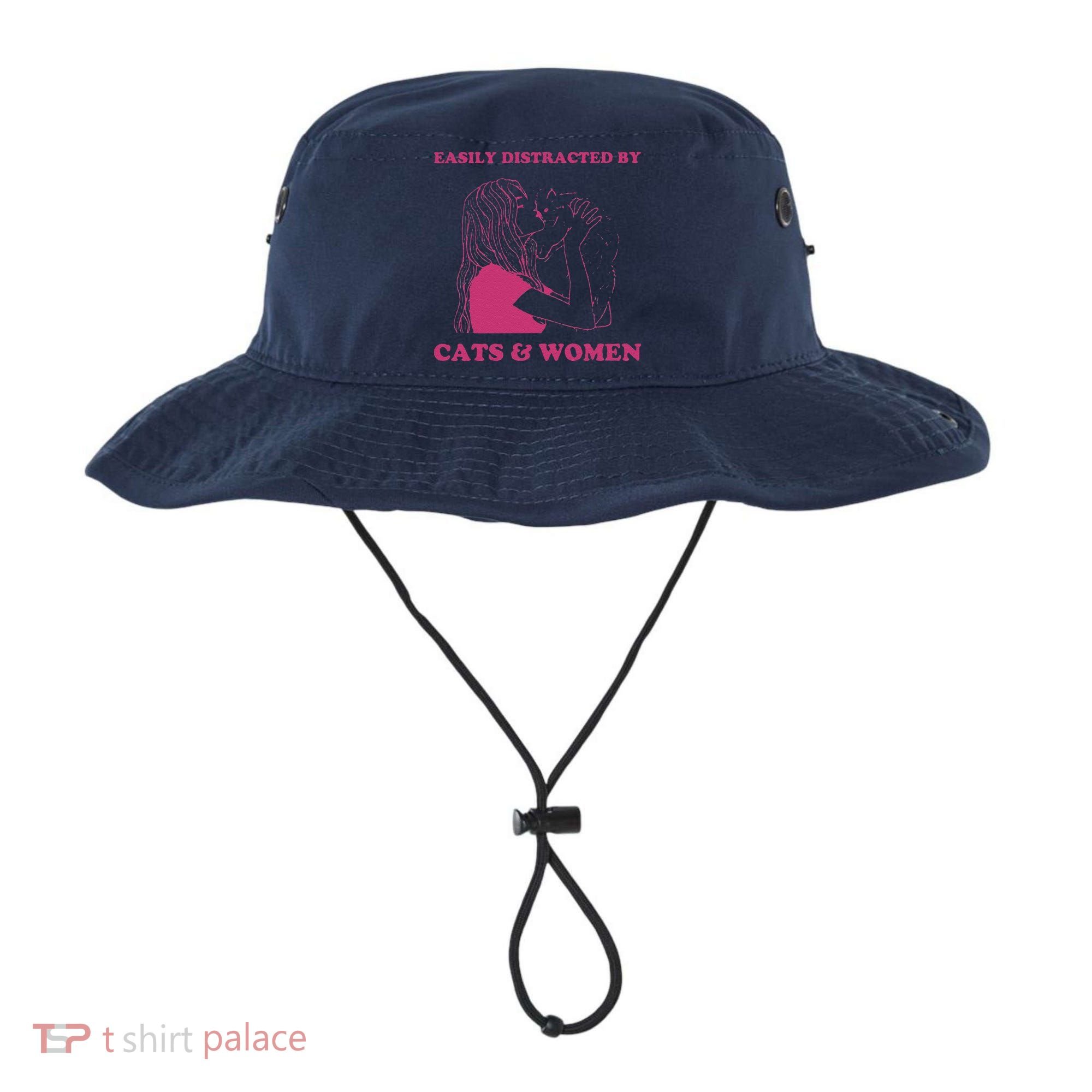 Easily Distracted By Cats And Women Funny For Lesbian Pride Bucket Hat