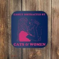 Easily Distracted By Cats And Women Funny For Lesbian Pride Coaster thumb 0
