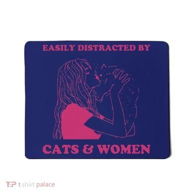 Easily Distracted By Cats And Women Funny For Lesbian Pride Mousepad