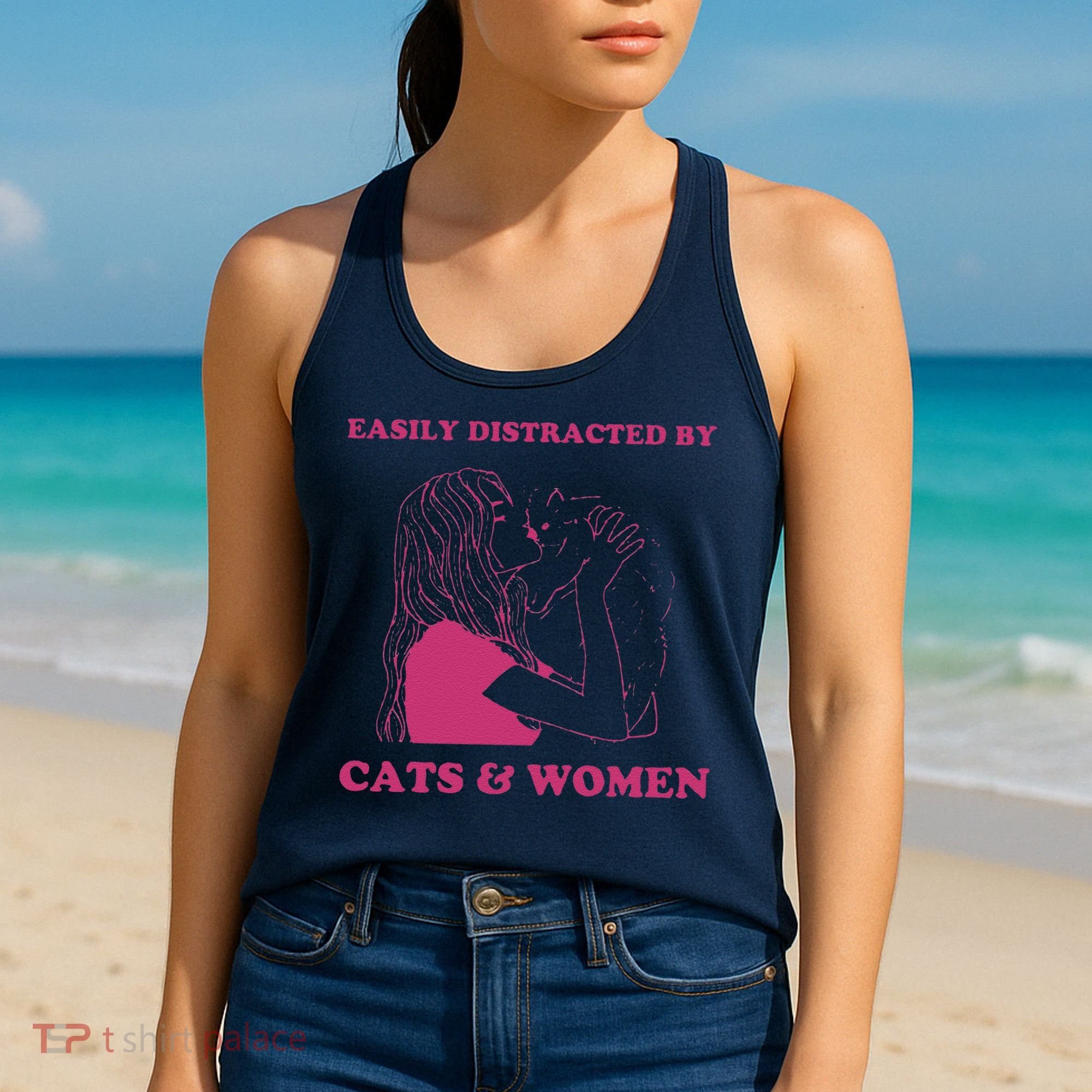 Easily Distracted By Cats And Women Funny For Lesbian Pride Women's Tank Top