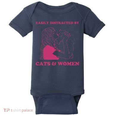 Easily Distracted By Cats And Women Funny For Lesbian Pride Baby Bodysuit