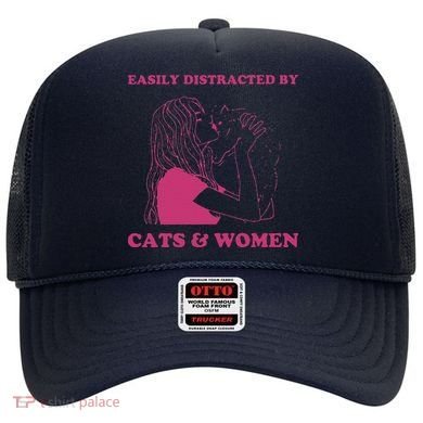 Easily Distracted By Cats And Women Funny For Lesbian Pride Hat