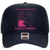 Easily Distracted By Cats And Women Funny For Lesbian Pride Hat thumb 0