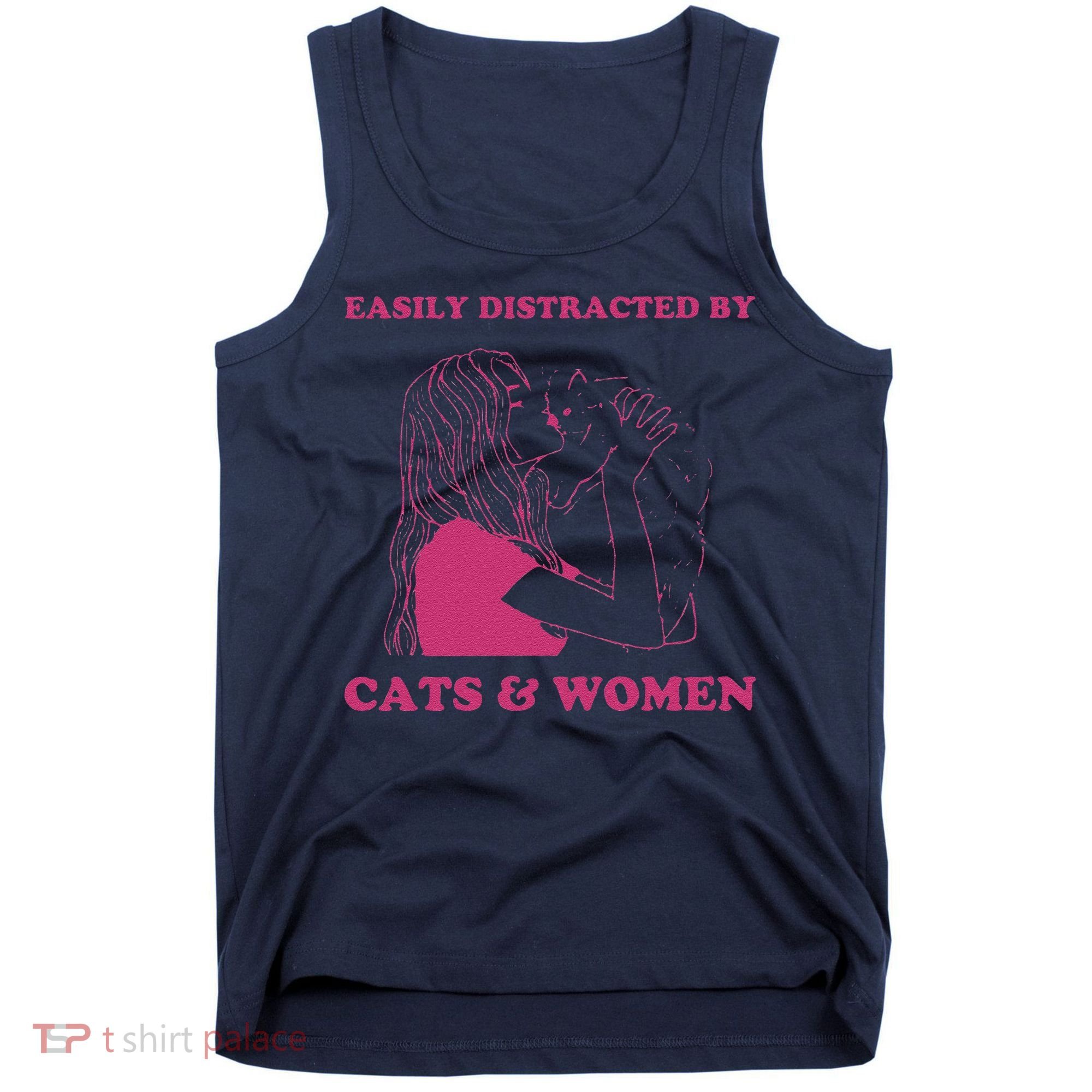 Easily Distracted By Cats And Women Funny For Lesbian Pride Tank Top