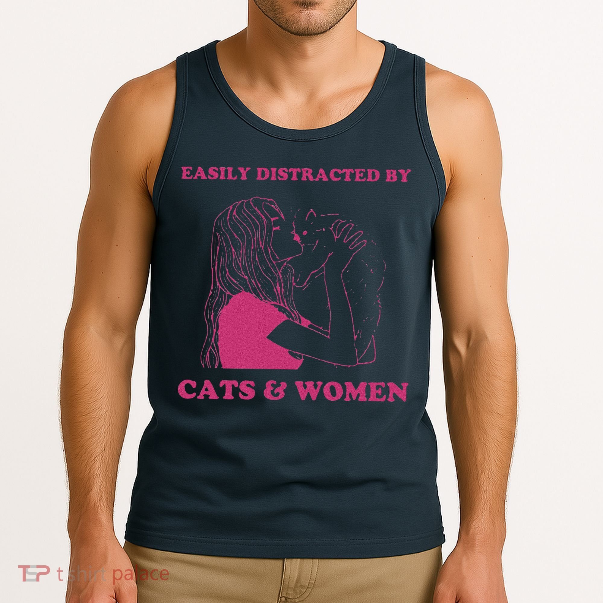 Easily Distracted By Cats And Women Funny For Lesbian Pride Tank Top