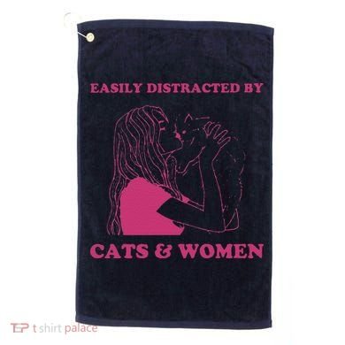 Easily Distracted By Cats And Women Funny For Lesbian Pride Golf Towel
