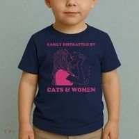 Easily Distracted By Cats And Women Funny For Lesbian Pride Toddler T-Shirt thumb 2