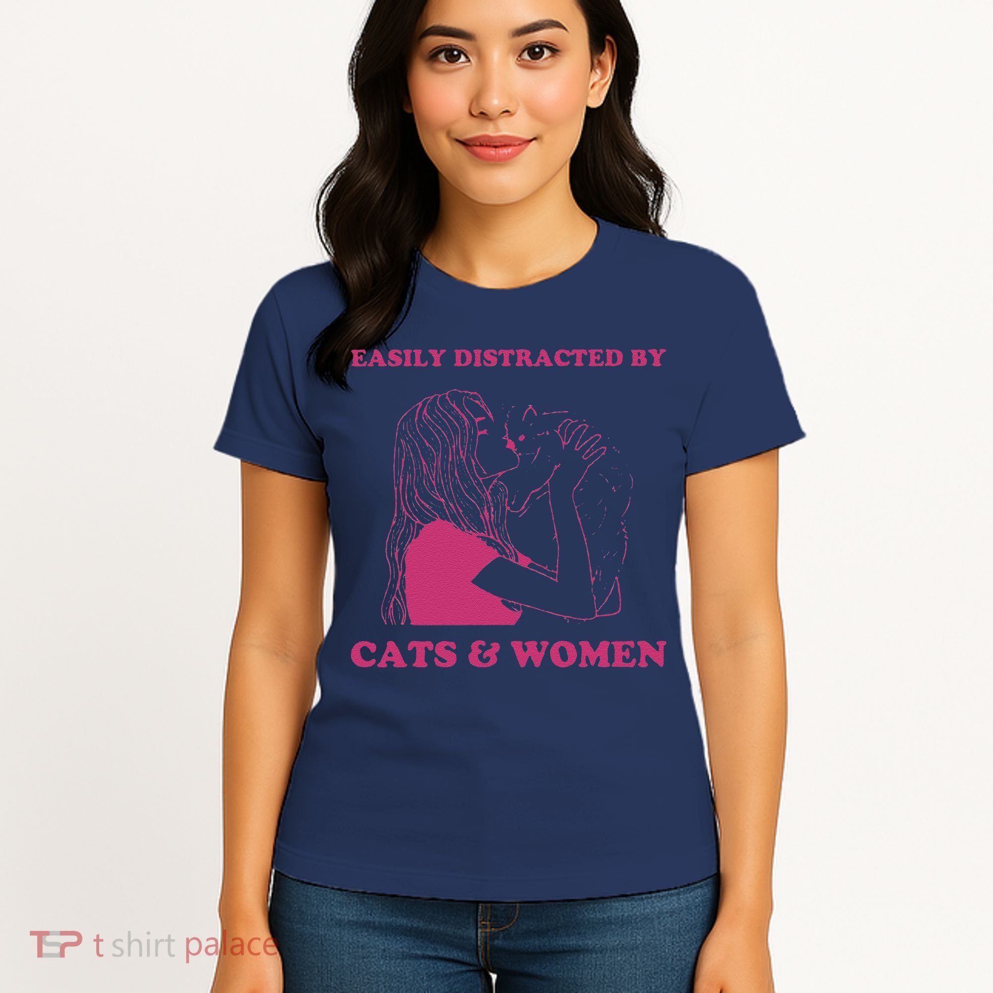 Easily Distracted By Cats And Women Funny For Lesbian Pride Women's T-Shirt