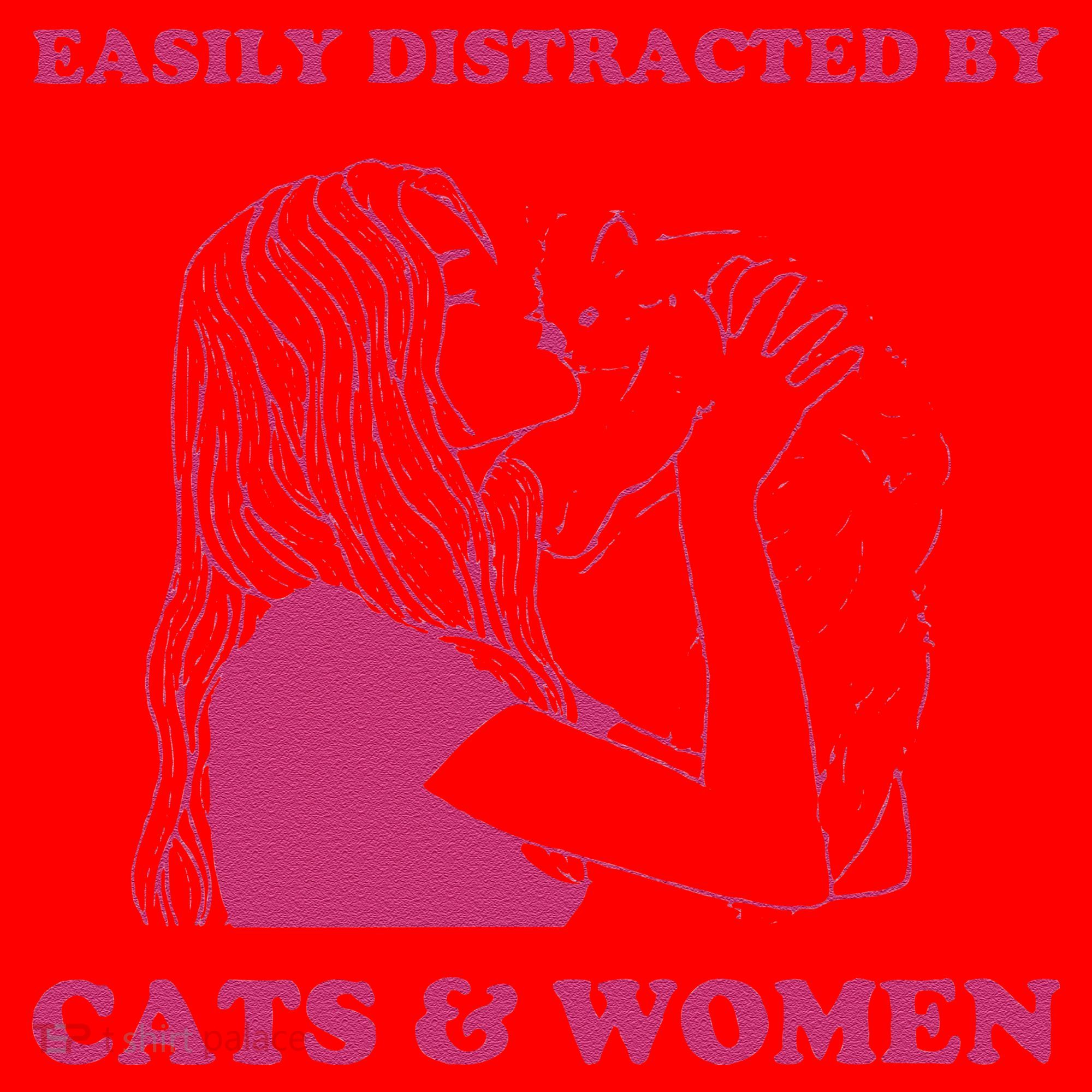 Easily Distracted By Cats And Women Funny For Lesbian Pride Santa Hat