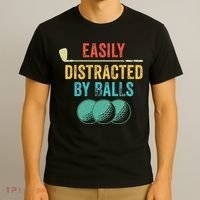 Easily Distracted by Balls Golf Ball Putt Vintage Funny Golf T-Shirt thumb 3
