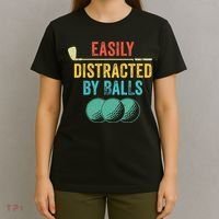 Easily Distracted by Balls Golf Ball Putt Vintage Funny Golf T-Shirt thumb 4