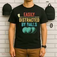 Easily Distracted by Balls Golf Ball Putt Vintage Funny Golf T-Shirt thumb 6