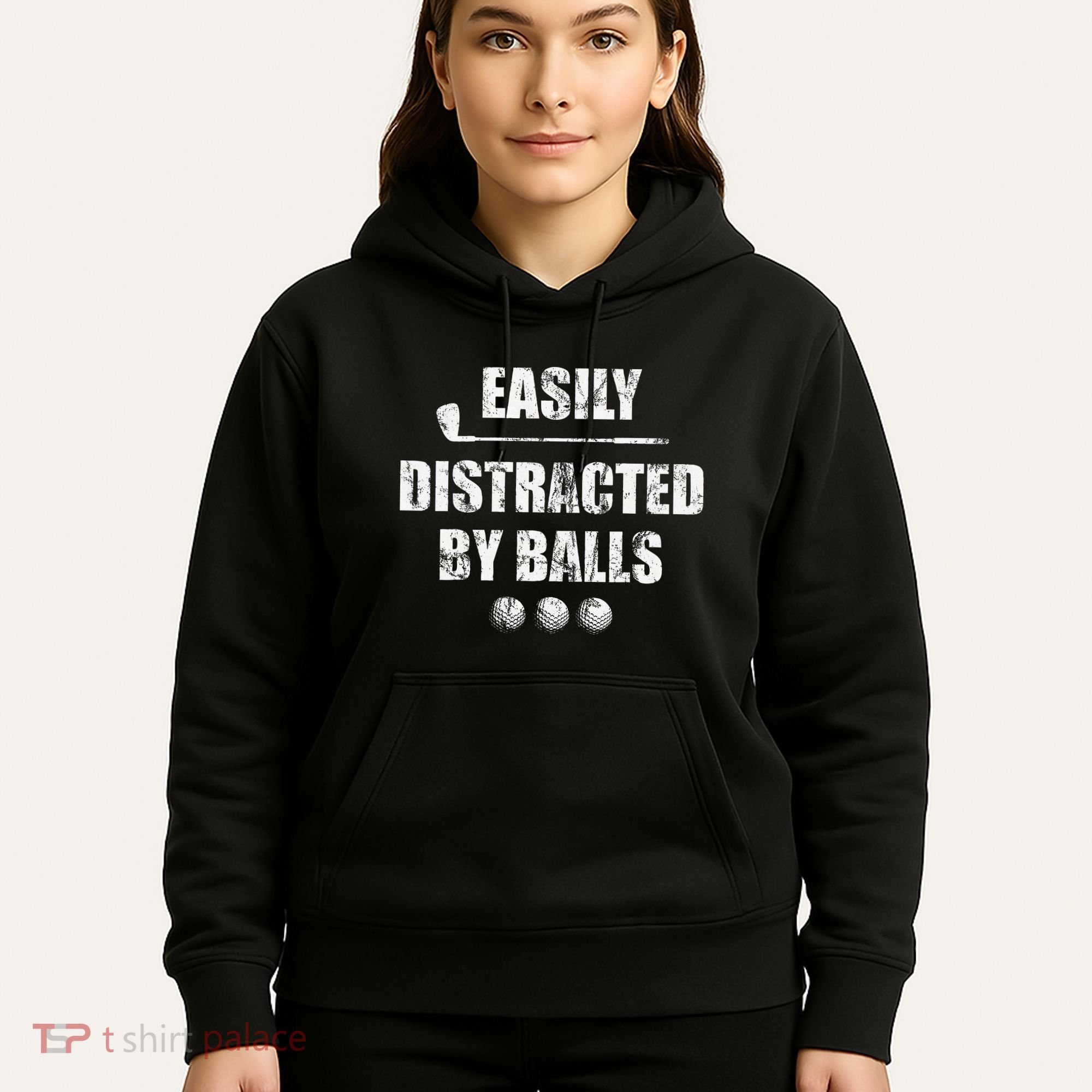 Easily Distracted By Balls Funny Golf Ball Putt Hoodie