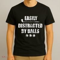 Easily Distracted By Balls Funny Golf Ball Putt T-Shirt thumb 3