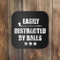 Easily Distracted By Balls Funny Golf Ball Putt Coaster thumb 0