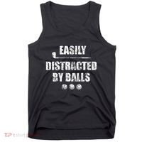 Easily Distracted By Balls Funny Golf Ball Putt Tank Top thumb 0