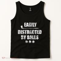 Easily Distracted By Balls Funny Golf Ball Putt Tank Top thumb 2