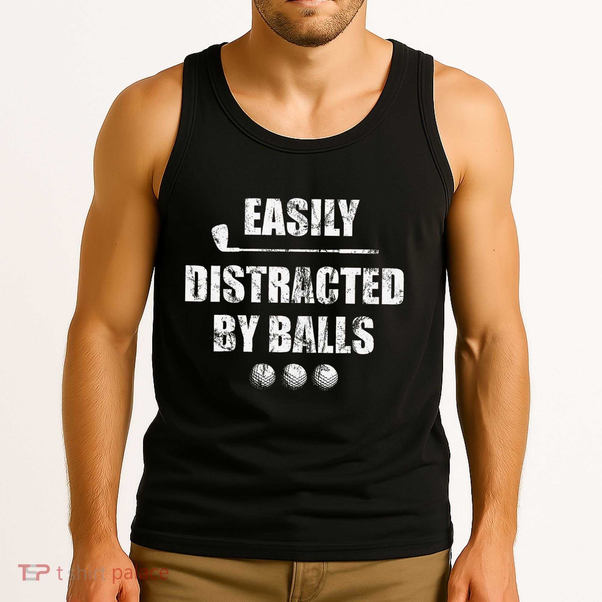 Easily Distracted By Balls Funny Golf Ball Putt Tank Top