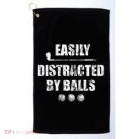 Easily Distracted By Balls Funny Golf Ball Putt Golf Towel thumb 0