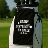 Easily Distracted By Balls Funny Golf Ball Putt Golf Towel thumb 2