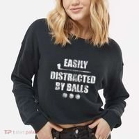 Easily Distracted By Balls Funny Golf Ball Putt Cropped Pullover Crew thumb 2