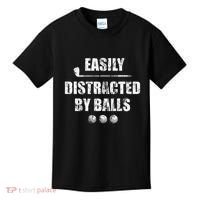 Easily Distracted By Balls Funny Golf Ball Putt Kids T-Shirt thumb 0